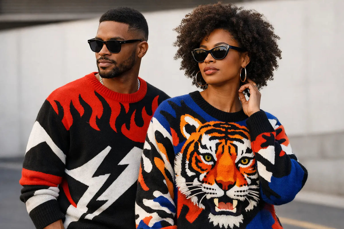 How to Wear Bold Graphic Sweaters Right